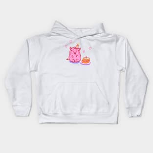 Pig with a cake Kids Hoodie